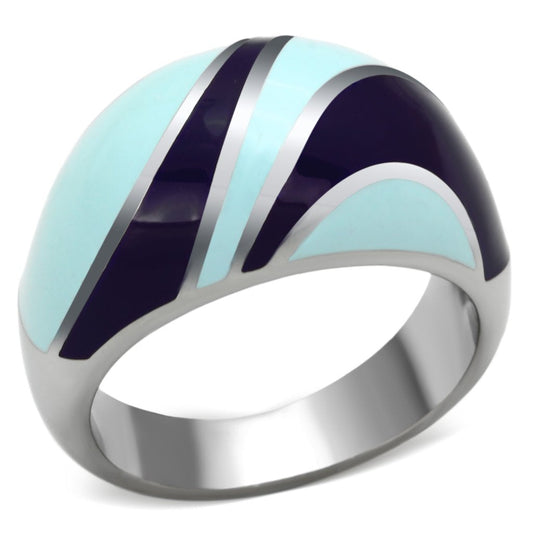 MATK835 - High polished (no plating) Stainless Steel Ring with Epoxy  in Multi Color