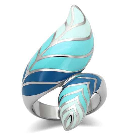 MATK838 - High polished (no plating) Stainless Steel Ring with Epoxy  in Multi Color