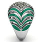 MATK839 - High polished (no plating) Stainless Steel Ring with Top Grade Crystal  in Black Diamond