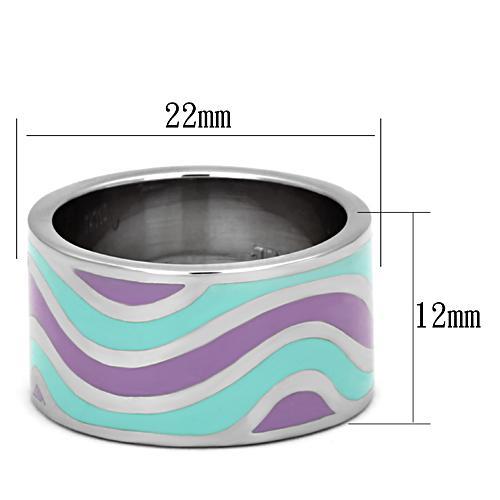 MATK840 - High polished (no plating) Stainless Steel Ring with Epoxy  in Multi Color