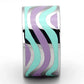 MATK840 - High polished (no plating) Stainless Steel Ring with Epoxy  in Multi Color