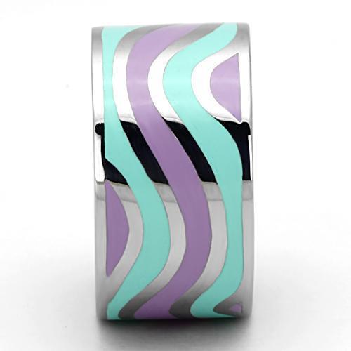 MATK840 - High polished (no plating) Stainless Steel Ring with Epoxy  in Multi Color