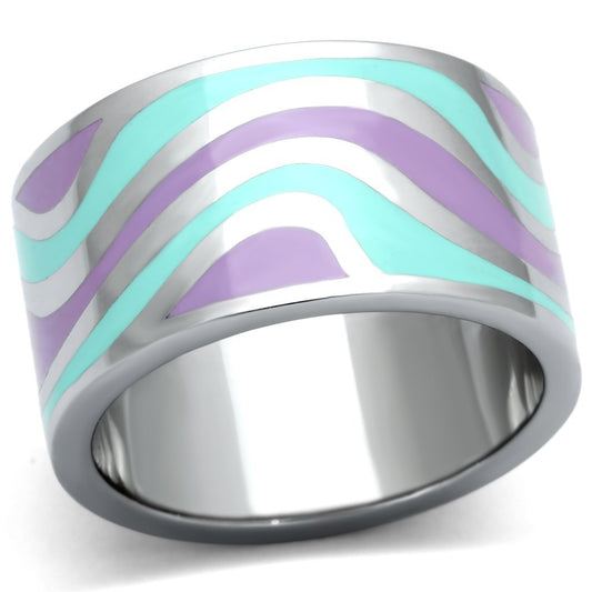MATK840 - High polished (no plating) Stainless Steel Ring with Epoxy  in Multi Color