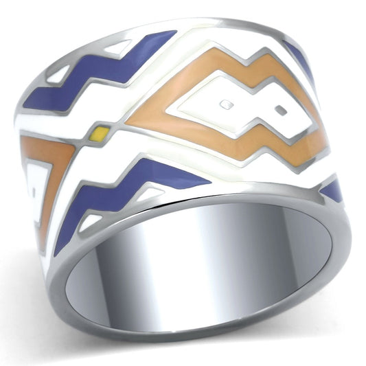 MATK841 - High polished (no plating) Stainless Steel Ring with Epoxy  in Multi Color