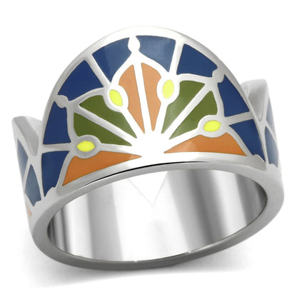 MATK842 - High polished (no plating) Stainless Steel Ring with Epoxy  in Multi Color