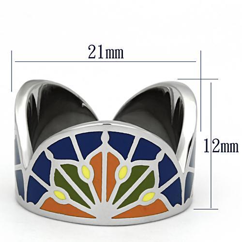 MATK842 - High polished (no plating) Stainless Steel Ring with Epoxy  in Multi Color