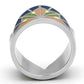 MATK842 - High polished (no plating) Stainless Steel Ring with Epoxy  in Multi Color