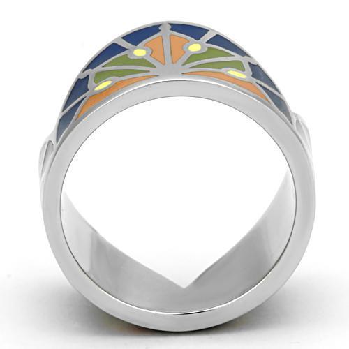 MATK842 - High polished (no plating) Stainless Steel Ring with Epoxy  in Multi Color