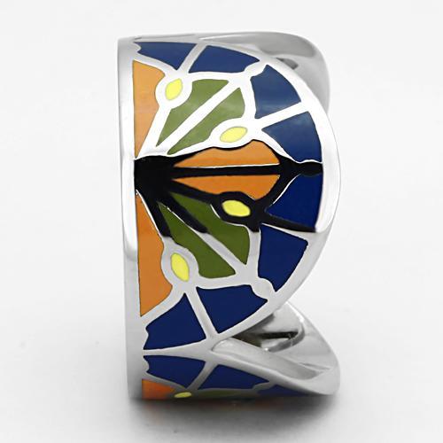 MATK842 - High polished (no plating) Stainless Steel Ring with Epoxy  in Multi Color