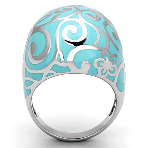 MATK845 - High polished (no plating) Stainless Steel Ring with Epoxy  in Aquamarine