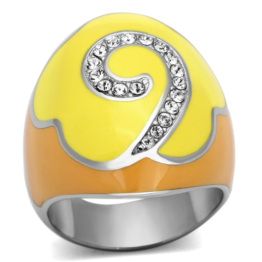 MATK846 - High polished (no plating) Stainless Steel Ring with Top Grade Crystal  in Clear