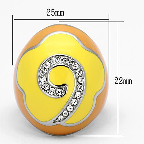 MATK846 - High polished (no plating) Stainless Steel Ring with Top Grade Crystal  in Clear
