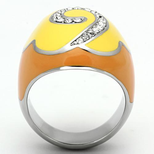 MATK846 - High polished (no plating) Stainless Steel Ring with Top Grade Crystal  in Clear