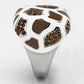MATK847 - High polished (no plating) Stainless Steel Ring with Top Grade Crystal  in Smoked Quartz