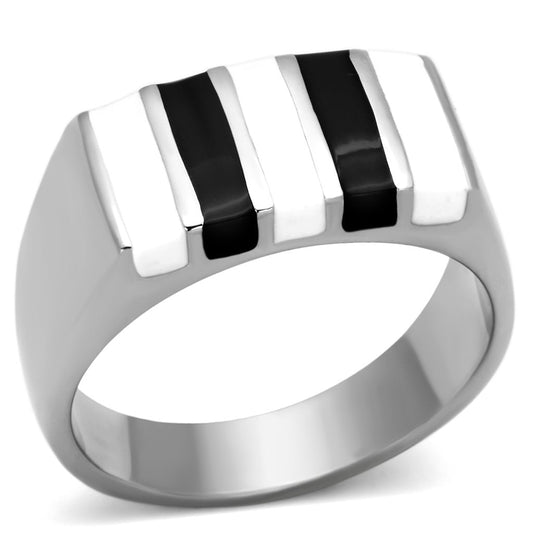 MATK849 - High polished (no plating) Stainless Steel Ring with Epoxy  in Multi Color