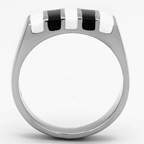 MATK849 - High polished (no plating) Stainless Steel Ring with Epoxy  in Multi Color
