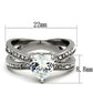 MATK851 - High polished (no plating) Stainless Steel Ring with AAA Grade CZ  in Clear