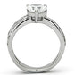 MATK851 - High polished (no plating) Stainless Steel Ring with AAA Grade CZ  in Clear