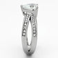 MATK851 - High polished (no plating) Stainless Steel Ring with AAA Grade CZ  in Clear