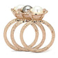 MATK852 - IP Rose Gold(Ion Plating) Stainless Steel Ring with Synthetic Glass Bead in Multi Color