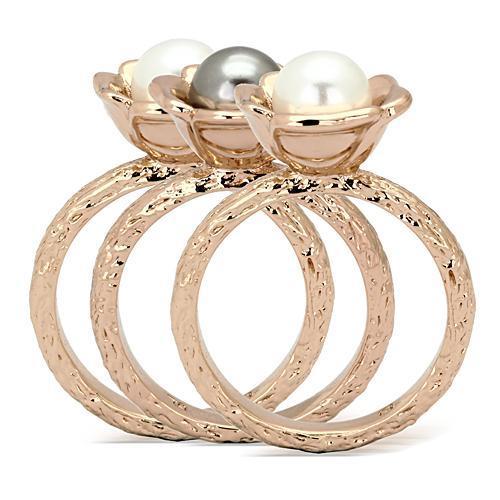 MATK852 - IP Rose Gold(Ion Plating) Stainless Steel Ring with Synthetic Glass Bead in Multi Color