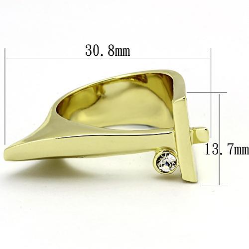 MATK853 - IP Gold(Ion Plating) Stainless Steel Ring with Top Grade Crystal  in Clear