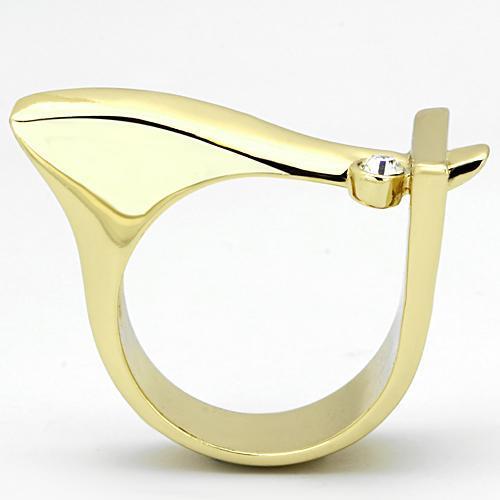 MATK853 - IP Gold(Ion Plating) Stainless Steel Ring with Top Grade Crystal  in Clear