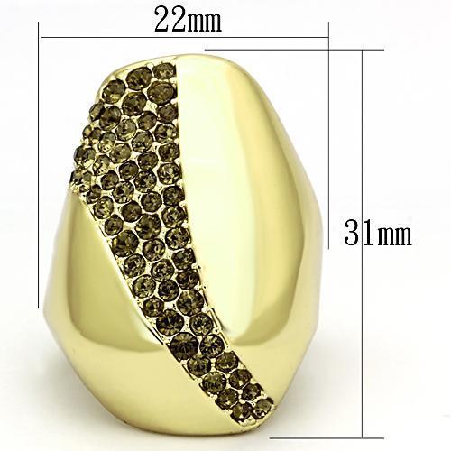 MATK854 - IP Gold(Ion Plating) Stainless Steel Ring with Top Grade Crystal  in Smoked Quartz