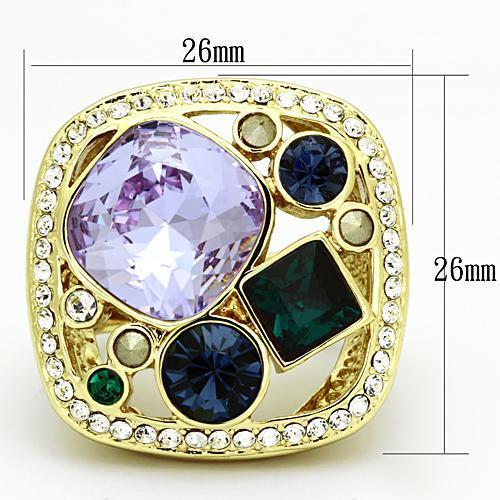 MATK855 - IP Gold(Ion Plating) Stainless Steel Ring with Top Grade Crystal  in Multi Color