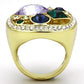 MATK855 - IP Gold(Ion Plating) Stainless Steel Ring with Top Grade Crystal  in Multi Color