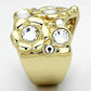 MATK856 - IP Gold(Ion Plating) Stainless Steel Ring with Top Grade Crystal  in Clear