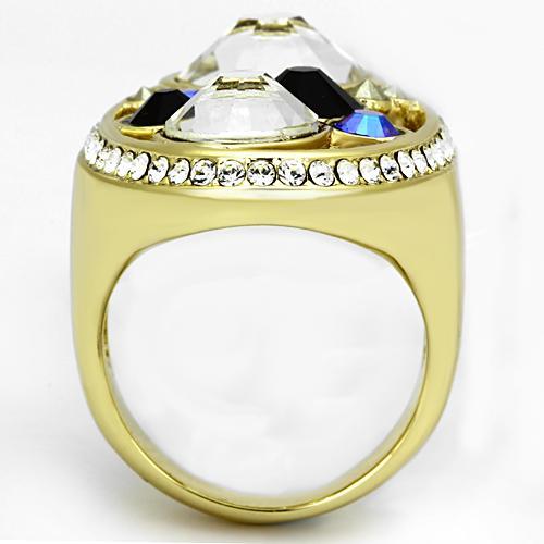 MATK857 - IP Gold(Ion Plating) Stainless Steel Ring with Top Grade Crystal  in Multi Color