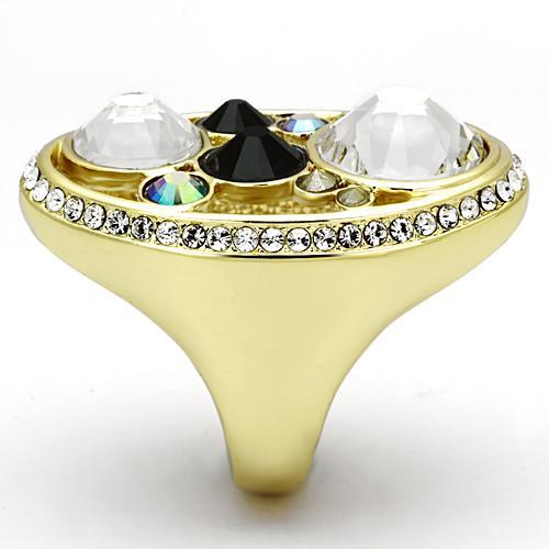 MATK857 - IP Gold(Ion Plating) Stainless Steel Ring with Top Grade Crystal  in Multi Color