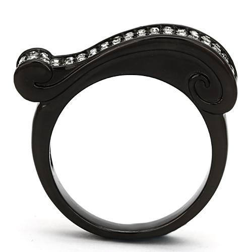 MATK862 - IP Black(Ion Plating) Stainless Steel Ring with Top Grade Crystal  in Black Diamond