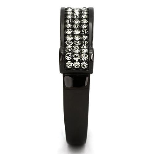 MATK862 - IP Black(Ion Plating) Stainless Steel Ring with Top Grade Crystal  in Black Diamond