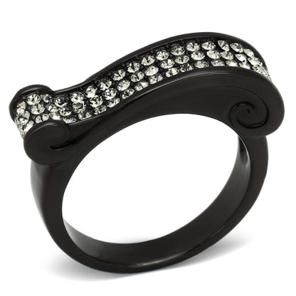 MATK862 - IP Black(Ion Plating) Stainless Steel Ring with Top Grade Crystal  in Black Diamond