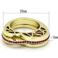 MATK863 - IP Gold(Ion Plating) Stainless Steel Ring with Top Grade Crystal  in Fuchsia