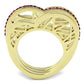 MATK863 - IP Gold(Ion Plating) Stainless Steel Ring with Top Grade Crystal  in Fuchsia
