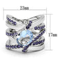MATK865 - High polished (no plating) Stainless Steel Ring with Synthetic Synthetic Glass in Light Sapphire