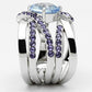 MATK865 - High polished (no plating) Stainless Steel Ring with Synthetic Synthetic Glass in Light Sapphire