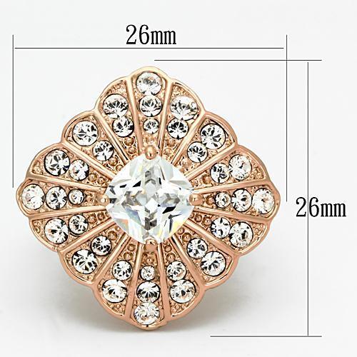 MATK866 - IP Rose Gold(Ion Plating) Stainless Steel Ring with AAA Grade CZ  in Clear
