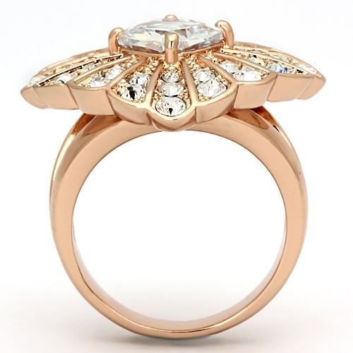 MATK866 - IP Rose Gold(Ion Plating) Stainless Steel Ring with AAA Grade CZ  in Clear