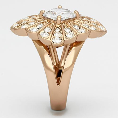 MATK866 - IP Rose Gold(Ion Plating) Stainless Steel Ring with AAA Grade CZ  in Clear