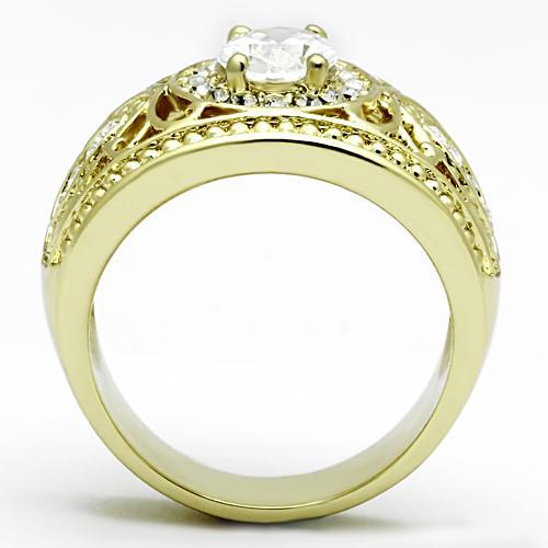 MATK868 - IP Gold(Ion Plating) Stainless Steel Ring with AAA Grade CZ  in Clear