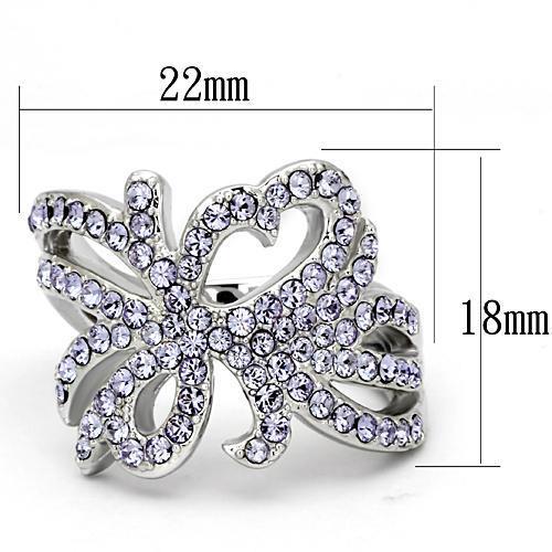 MATK869 - High polished (no plating) Stainless Steel Ring with Top Grade Crystal  in Light Sapphire