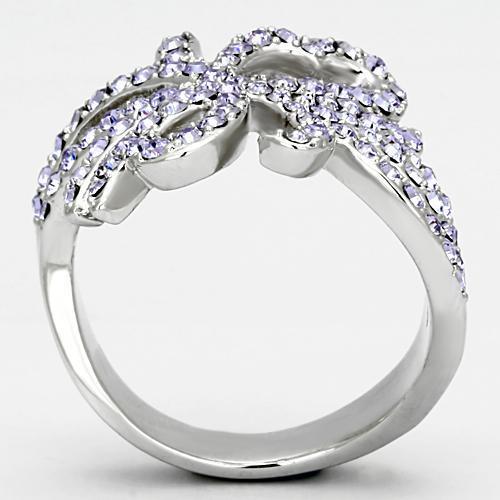 MATK869 - High polished (no plating) Stainless Steel Ring with Top Grade Crystal  in Light Sapphire