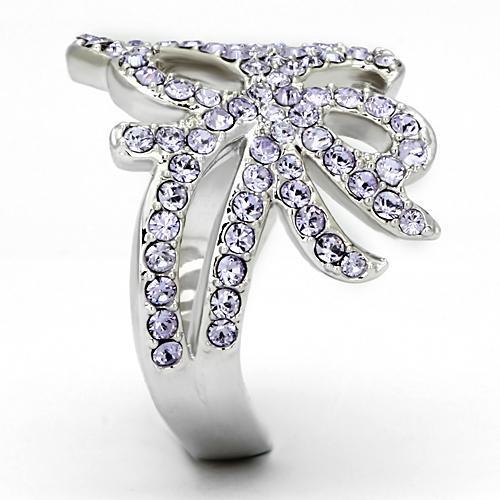 MATK869 - High polished (no plating) Stainless Steel Ring with Top Grade Crystal  in Light Sapphire