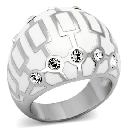 MATK871 - High polished (no plating) Stainless Steel Ring with Top Grade Crystal  in Clear