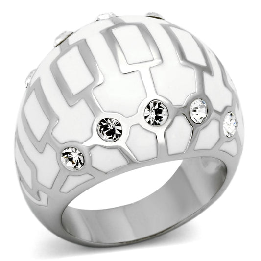 MATK871 - High polished (no plating) Stainless Steel Ring with Top Grade Crystal  in Clear