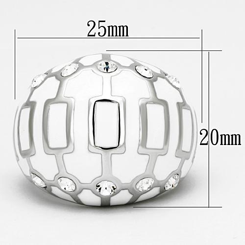 MATK871 - High polished (no plating) Stainless Steel Ring with Top Grade Crystal  in Clear